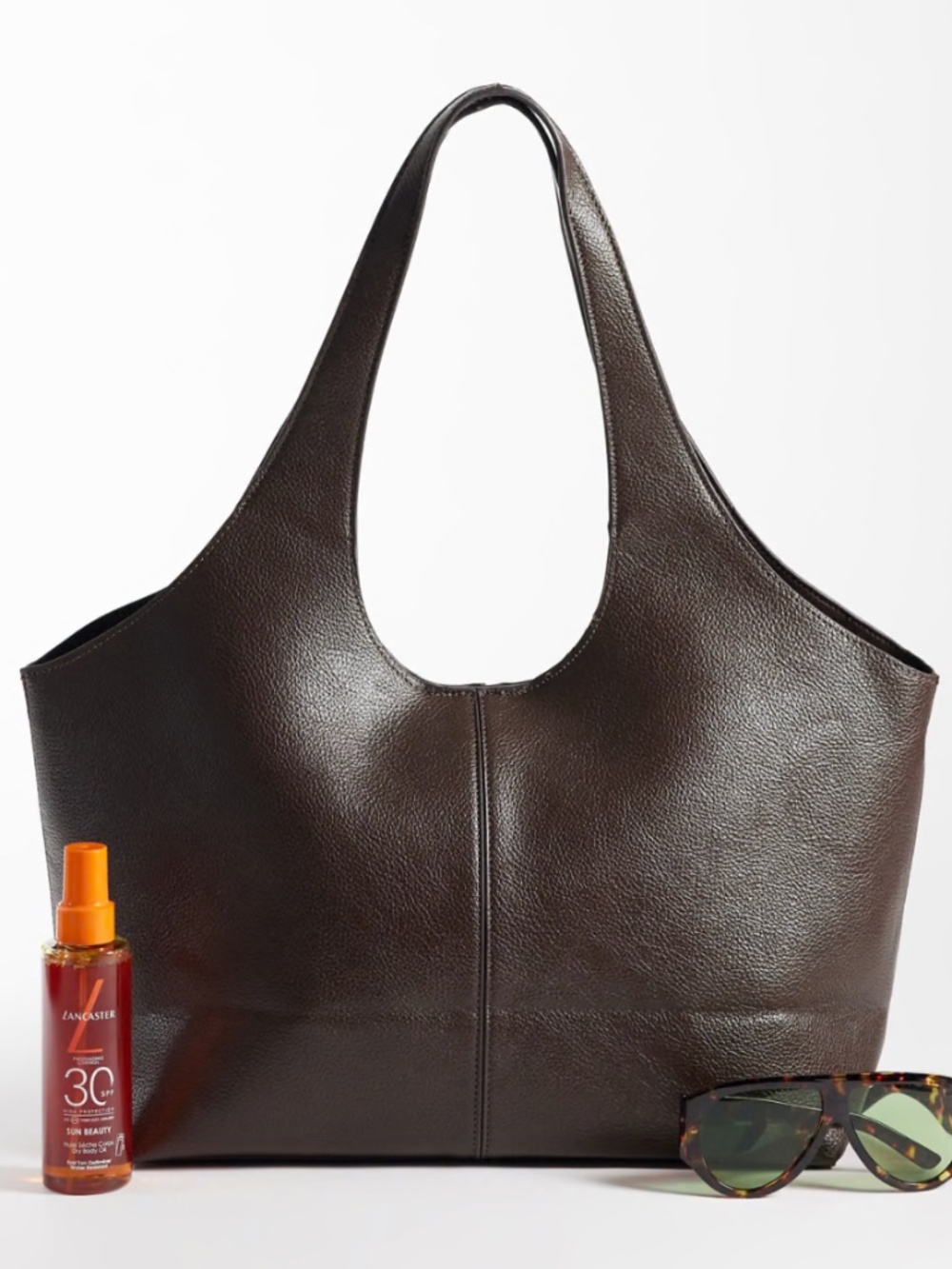 Mango structured tote bag in chocolate